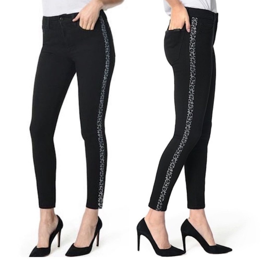 Joe's Jeans Leopard Side Stripe High Rise Skinny Ankle Jeans Black Grey Size 31